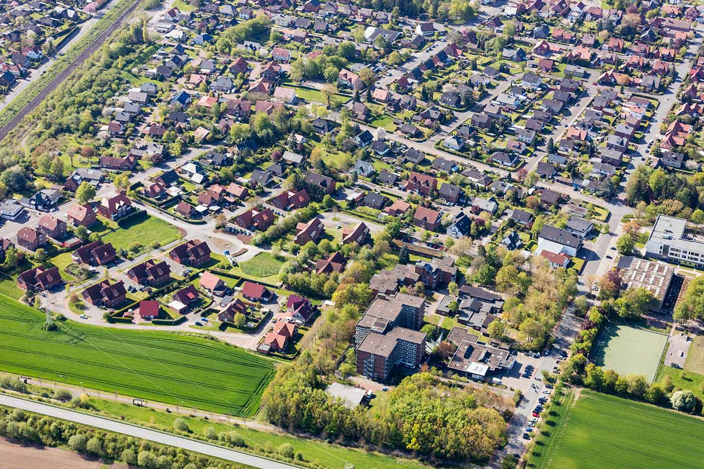 Luftbild von einer Wohnsiedlung